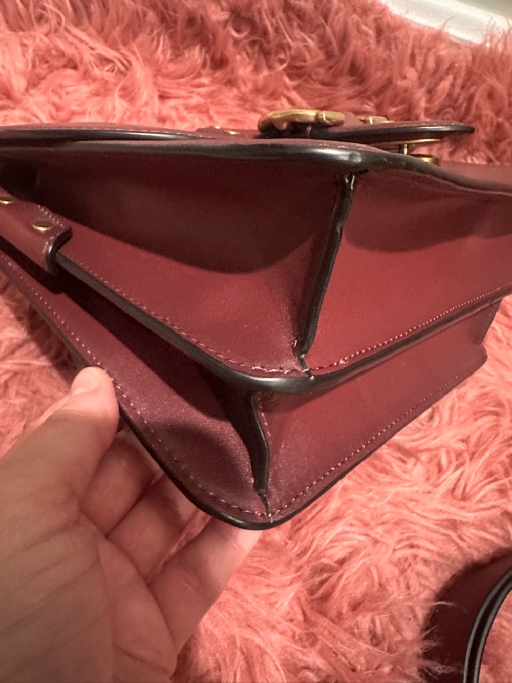 COACH Beat Bag Burgandy Wine Oxblood Leather Shoulder Crossbody Bag Purse Chain - Picture 14 of 17